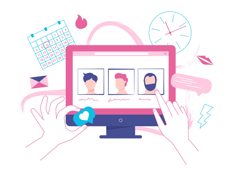 Free Online Dating Site for Singles: Love Without the Price Tag, computer screen with dating profiles, calendar, and chat icons