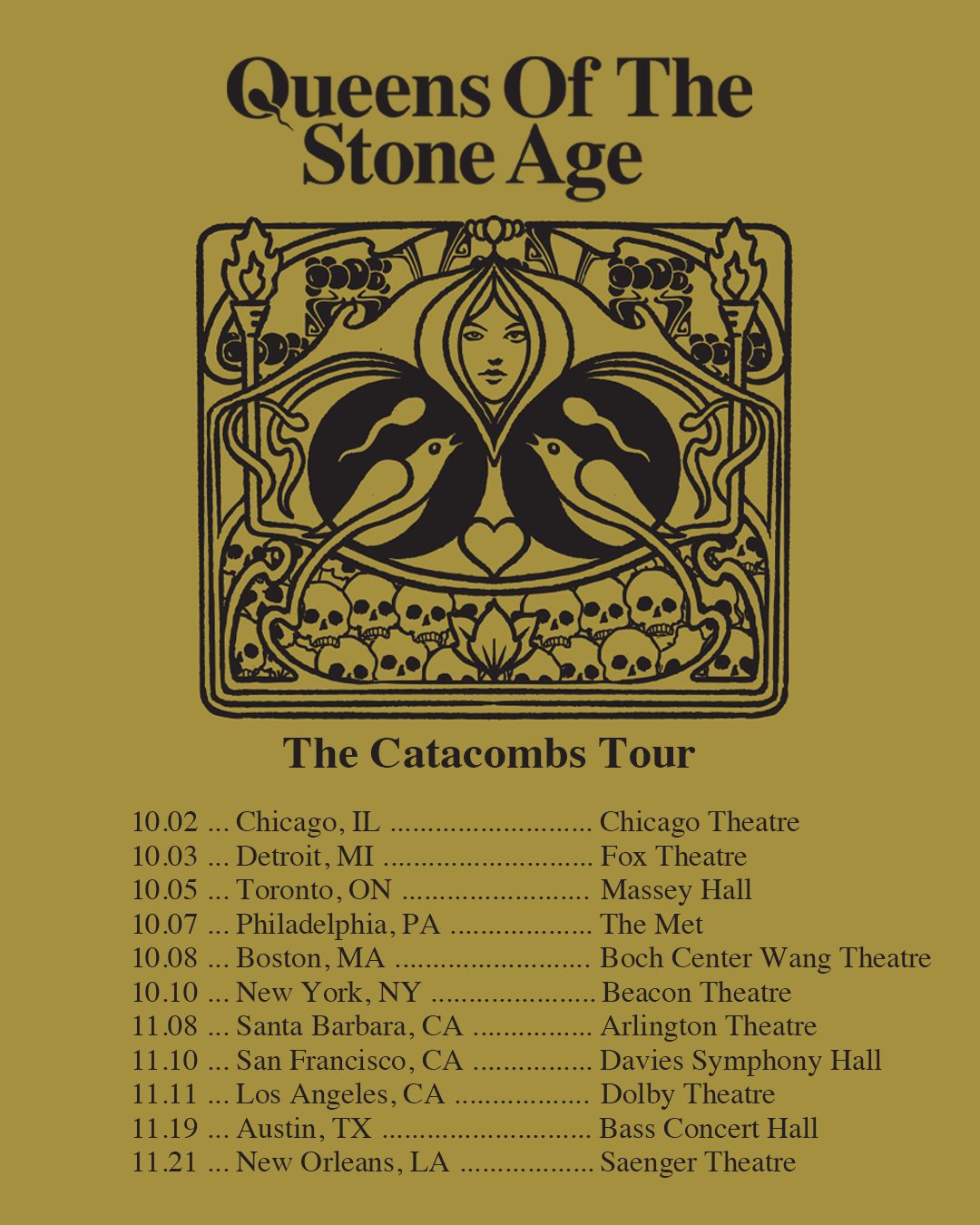 Queens of the Stone Age catacombs tour poster